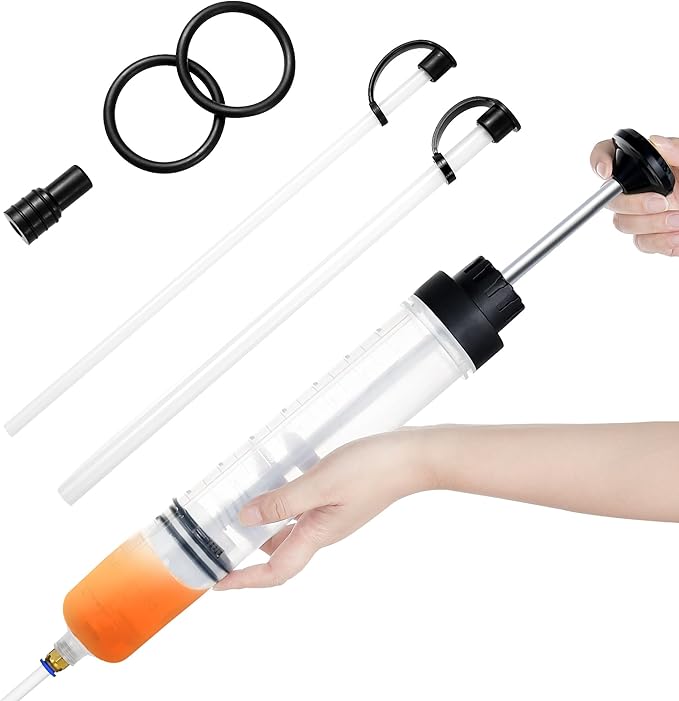 Oil Extractor Pump - 500CC Manual Liquid Extractor, Multi-Function Car Oil Pump, Liquid Transfer Pump, with Two Extension Tubes and Replacement Rubber Rings