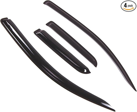 TuningPros Outside Mount Window Vent Visors Rain Guards Compatible with Toyota Tundra Double Cab 2007-2016 | Side Window Wind Deflectors Rain Shields | Smoke Tinted, 4 Pcs Set, DGWV-462