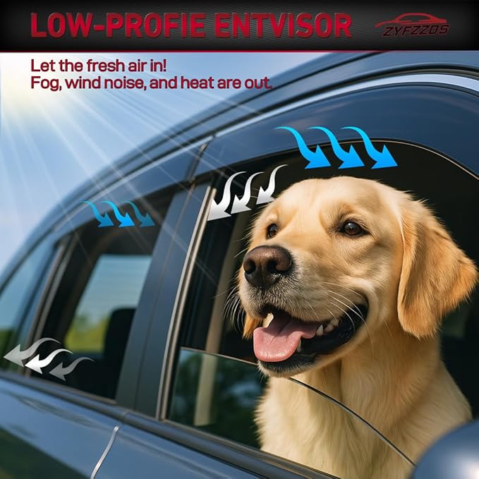 Window Visors Rain Guards Fit 2024, 2025 Chevy Trax Side Window Deflectors Vent Shades Sun Visors Tape-On Mugen Style 4PCS