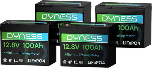 12V 100Ah LiFePO4 Battery Mini TM (4 Pack), BCI Group 24, 12V 100Ah Lithium Battery with Low-Temp Protection Built-in 100A BMS, 12.8V Deep Cycles Battery, Perfect for Trolling Motor, RVs, Boat, Marine