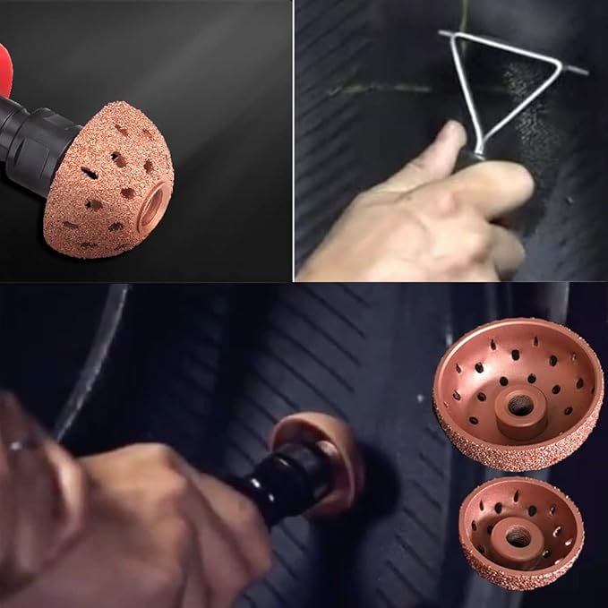 Tire Repair Patch Tools Tire Buffing Wheels 42 mm 55 mm Tungsten Steel Buffing Wheel with Tire Patch Roller Scraping Cutter for Car Tire Grinding Polishing Accessories Kit