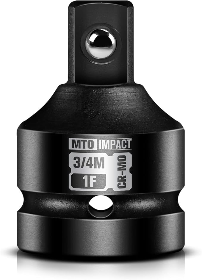 MTO 1" Female to 3/4" Male Impact Socket Adapter, Reducer for Impact Driver Conversions, Chrome Molybdenum Alloy Steel