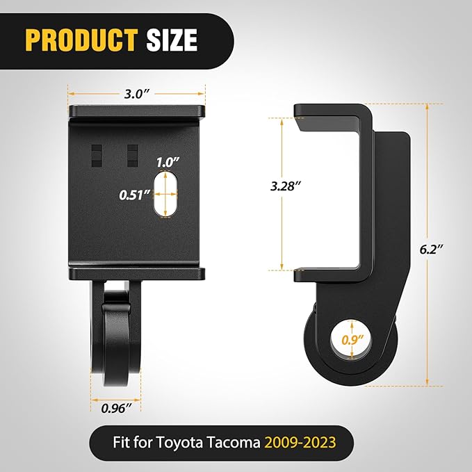 Nilight 2 Pack Demon Front Tow Hook Mounting Bracket Compatible with 2009-2013 2014 2015 2016 2017 2018 2019 2020 2021 2022 2023 Toyota Tacoma (Not Include D-Ring Shackle), Bracket Replacement