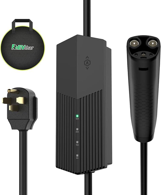 Level 2 EV Charger for Tesla NACS 32A 240V Level 2 EV Charger with NEMA 14-50 Plug 25FT Cable Mobile Charging Station 15-32 Amps Adsjutable Vechicle Charging Stations for All Teslas