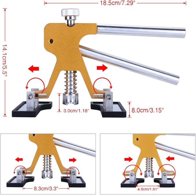 Auto Body Dent Puller Kit, Paintless Dent Repair Tool Adjustable Car Dent Remover Kit with Rubber Hammer and Metal Tap Down Pen for Auto Hail Damage Repair & Other Metal Surface 39PCS