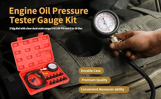 Oil Pressure Tester Tool, Oil Pressure Gauge kit, 0-140 PSI PressureTestDiagnostic Tools, Engine Oil Pressure Tester Tool kit, for car Truck