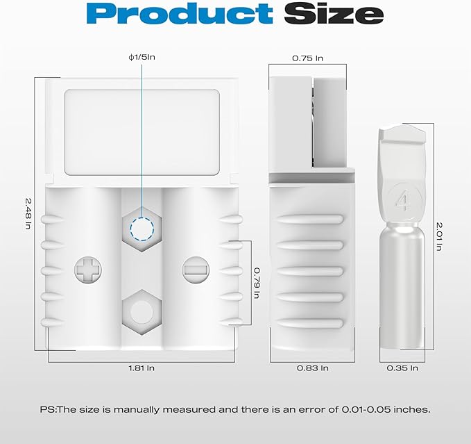 Anderson Connector,120A 4-6AWG Battery Quick Connect 12V-36V Anderson Plug Battery Cable Quick Connect Disconnect Plug Winch Wiring Kit for Cable RV Truck Winch (2 Pack)-Gray