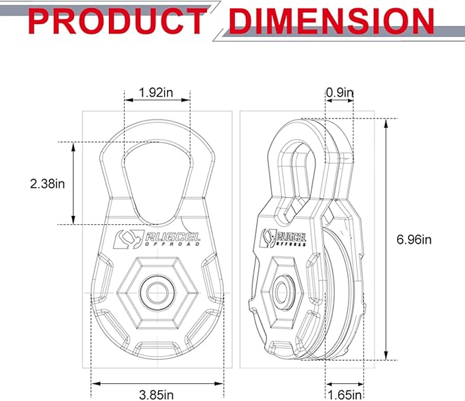 RUGCEL WINCH Snatch Block 12T, Heavy Duty Recovery Winch Pulley Compatible with Synthetic Rope & Steel Cable,E-Coated Blue Finish, for Truck, Tractor, ATV & UTV (12T-Blue)