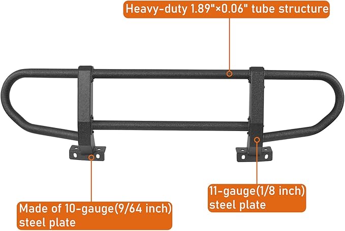 Hooke Road Bronco Front Brush Grille Guard Full-Width Push Bull Bar for 2021-2025 Ford Bronco 2 or 4 Doors (ONLY for Models with Factory Modular Steel Front Bumper)