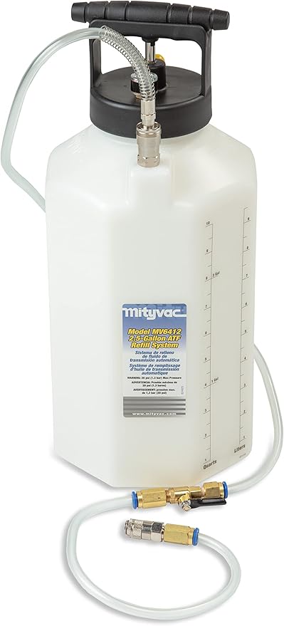 Mityvac MV6412 ATF Pneumatic Refill System; Air Operated, Services Sealed Automatic Transmissions with up to 2.5 Gallons of Fluid; Includes Quick-Change Style Accessory Connections