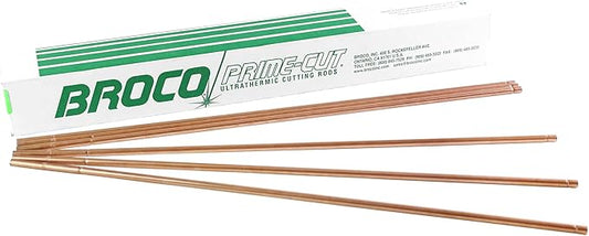Broco Industrial Prime Cut Exothermic Cutting Rods - For Exothermic Cutting Torch Kit, Industrial-Grade for Metal Cutting, 3/8" x 18", 25 Rods
