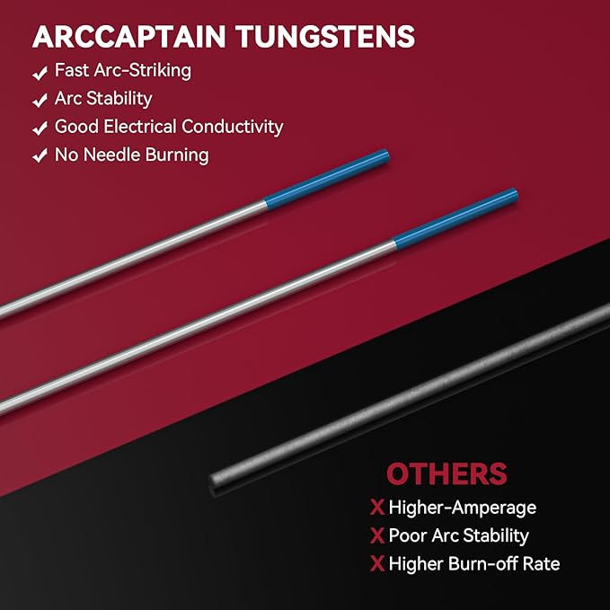 ARCCAPTAIN TIG Welding Tungsten Electrode 10-Pack 0.04" x 7" (Blue - 2% Lanthanated, WL20/EWLa-2)