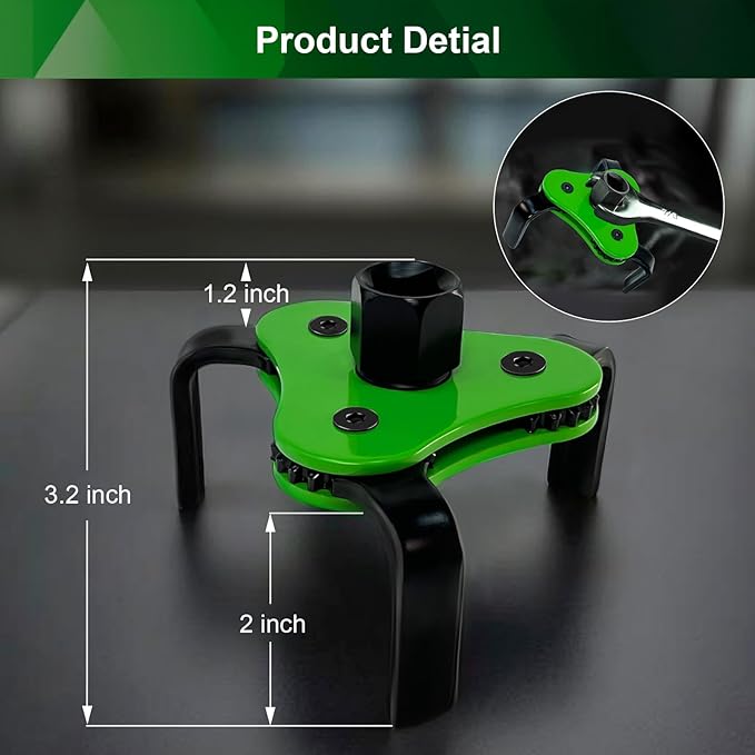 Universal Heavy Duty Oil Filter Wrench - Adjustable 3 Jaw Grip (2.5" to 4.5") for Car, Truck, SUV, Motorcycle, Carbon Steel Oil Filter Removal Tool
