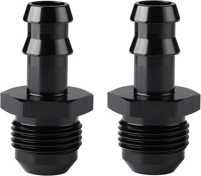 10AN Male Flare to 1/2 Hose Barb Straight Fitting Adapter Aluminum Black 2PCS