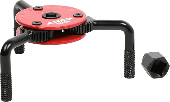 ARES 56059 – Large Size Adjustable Magnetic 3-Jaw Oil Filter Wrench – Fits Spin-On Oil Filters from 2-3/4-Inch to 5-1/4-Inch Diameters – Includes 3/8 Inch to 1/2 Inch Drive Adapter – Magnetic Base