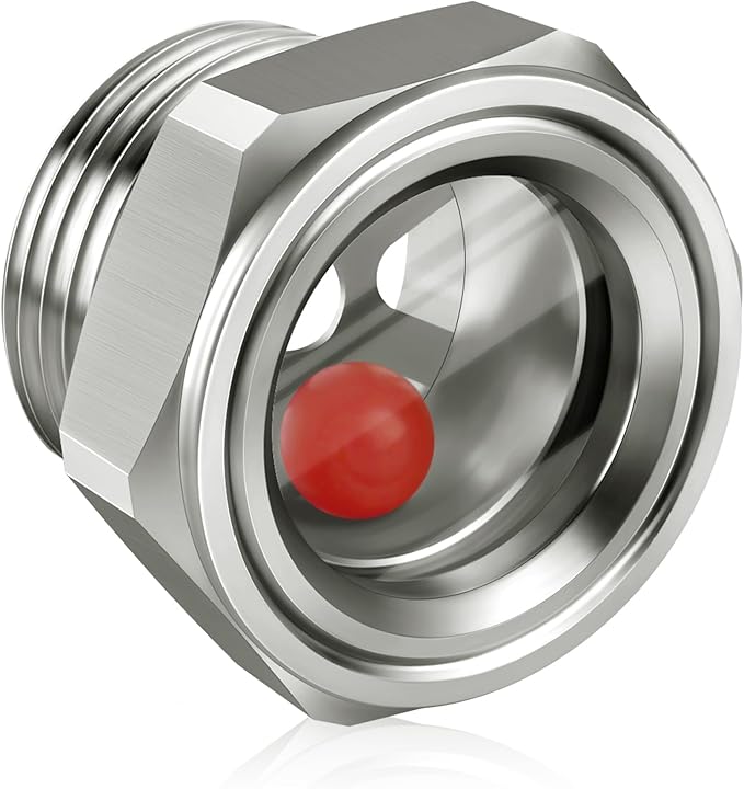 1'' NPT Male Hex Head Stainless Steel Oil Sight Glass Liquid Level Gauge Oil Indicator Window Hydraulic Tank Sight Glass For Pump Air Compressor Gearbox (1'' NPT Male)
