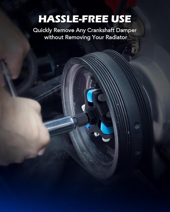 Orion Motor Tech Harmonic Balancer Puller Kit, Adjustable 3-Jaw Puller Set for Removing Harmonic Dampers & Balancers, 3-Jaw Pulley Puller Set Compatible with Chevy GM Chrysler Cadillac Ford More, Blue