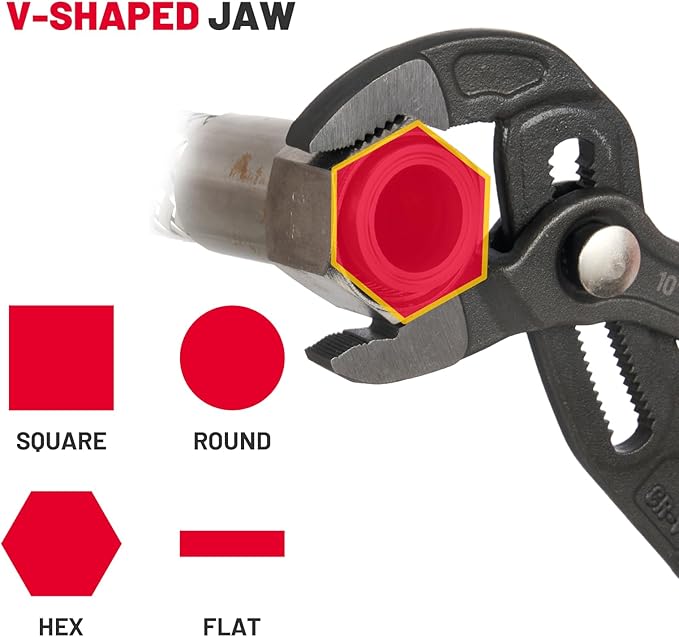 BLACK CANYON Groove Joint Plier 10in, V-Jaw Tongue and Groove Plier with Fast Adjustable 25 Jaw Positions, 50 Cr-V Steel, Ergonomic Handle for Automotive Repairs, Nuts, Bolts, Plumbing, Gripping