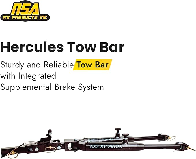 NSA RV - Hercules 12K Tow Bar w/Integrated ReadyBrake Surge System - 12,000 lbs Capacity, All-in-One, Made in USA