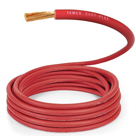TEMCo 4 Gauge AWG 225 Ft Red Flexible Pure Copper Made in USA Welding Cable Battery Wire - Heavy Duty Solar, Inverter, Car, RV, Truck
