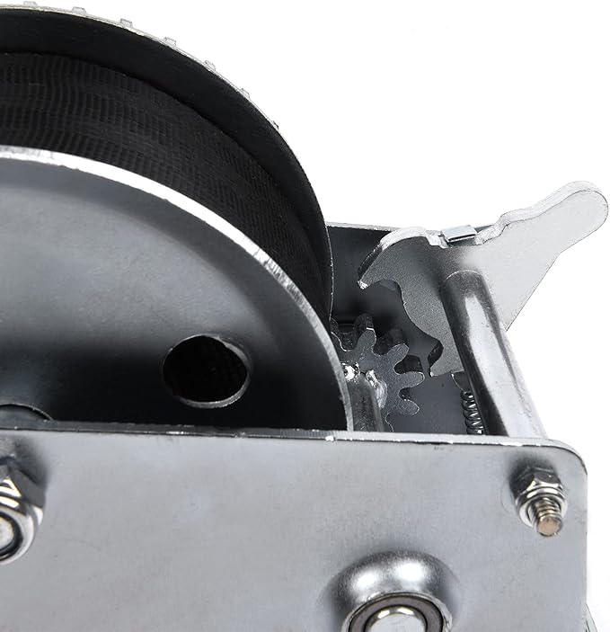 1200lbs Hand Winch Heavy Duty Boat Winch Two-Way Ratchet Gear Small Manual Winch Crane Weight Moving Nylon Strap for ATV Truck Towing Rope Winch