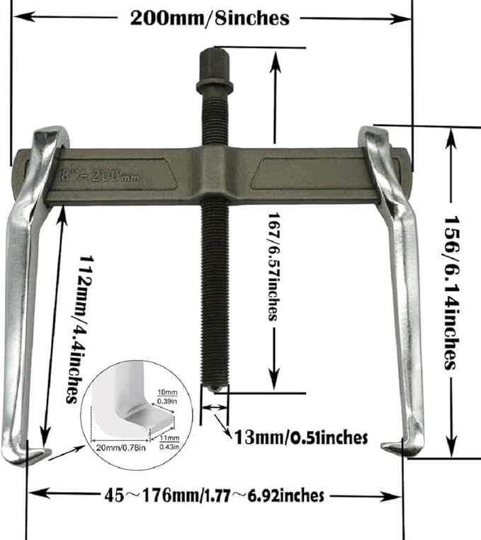 2 Jaw Puller, 2 Claw Gears Puller for Removal of Pulley Flywheel Bearing,Small Gear Puller (8inches)