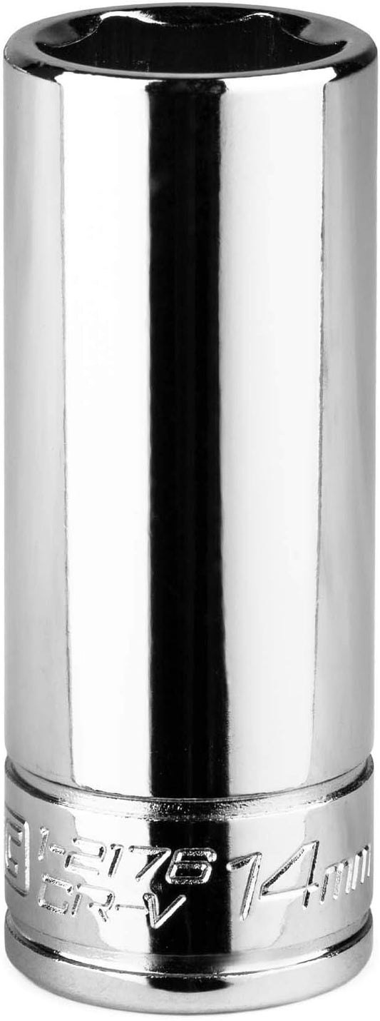 Capri Tools 14 mm Deep Socket, 1/4-Inch Drive, 6-Point, Metric