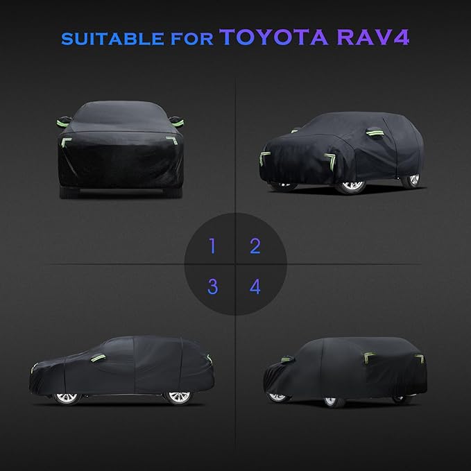 Car Cover Custom Fit for Toyota RAV4 1996-2025,Honda CRV 1997-2025, 6 Layers Truck Cover Waterproof All Weather for Automobiles,Outdoor Full Exterior Cover,Rain, Sun, Wind Protection,Black