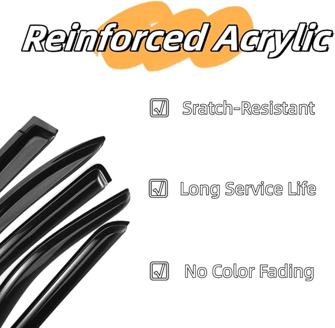 Rainproof Side Window Wind Deflectors for Ford Fusion 2013-2020, Tape-on Sun Rain Guard Sets,Nice Looking Window Visors for Cars,Vent Deflector for 13-20 Ford Fusion 94714