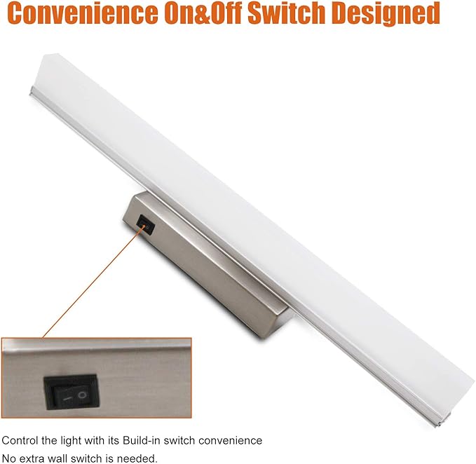 Facon 12V-24V DC RV Vanity Light Fixtures with Switch, 16.5Inch LED RV Wall Sconces Bathroom Mirror Light with Acrylic Lens, RV Interior Lights for RV, Camper, Motorhome, Boat