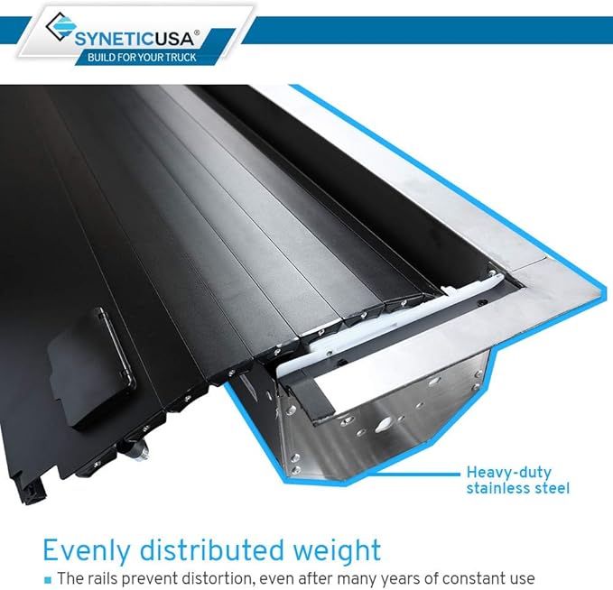 Syneticusa MR Retractable Hard Tonneau Cover Fits 2007-2021 Tundra 8' 2" (97.6") Truck Bed Waterproof Accessories