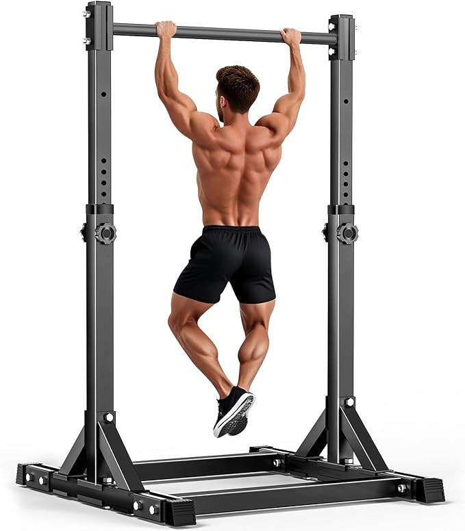 AFFLUENT Pull Up Bar Free Standing Power Tower Station - 330LBS Heavy Duty Adjustable Pullup Bar Stand for Home Gym, Multifunction Dip Station with 8-Level Height
