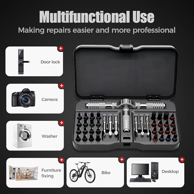 2026 New 40 In 1 Magnetic Ratchet Screwdriver Set, DIY Ratchet Screwdriver Set with T Handle Detachable, Multifunctional Precision Repair Tool With Detachable Handle for Computer, Furniture (2)
