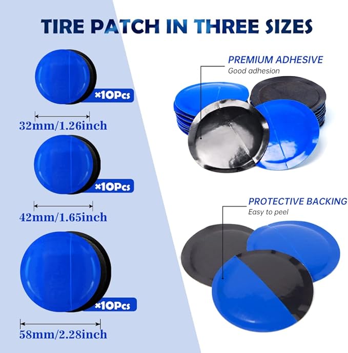 34Pcs Tire Repair Patch Tools Tire Patch Kit, Tire Patch Roller Kit Tire Repair Tungsten Steel Buffing Wheel with Inner Liner Scraper Tire Repair Tools for Car Motorcycle Bike (55 mm)