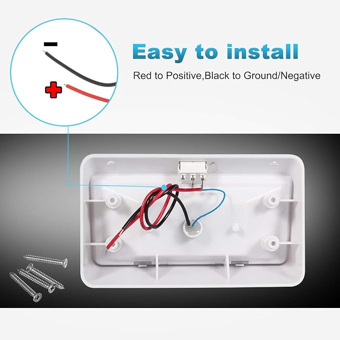 Partsam Rectangle LED Porch Light with On/Off Switch, RV Exterior Utility Light Fixture Cover Replacement for Motorhome Campers, 12V, 5th Wheels, Clear and Amber Lenses Removable