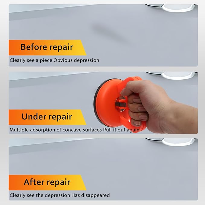 Car Dent Repair Kit, Dent Puller Kit Auto Body Dent Remove, Yellow Suction Cup Dent Puller Car Dent Pop Out Tool Dent Remover