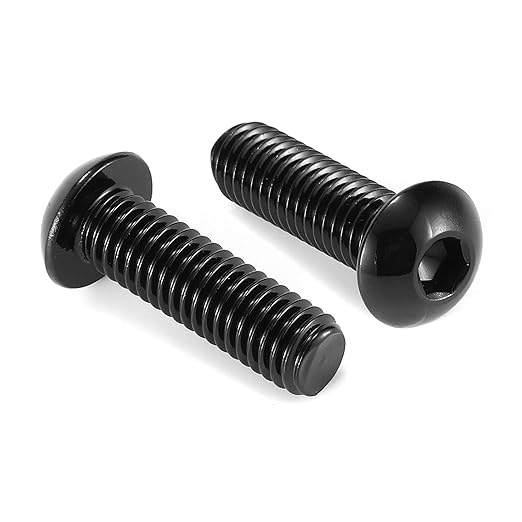 1/4-20 x 7/8" Button Head Socket Cap Bolts Screws, 10Pcs 304 Stainless Steel 18-8, Allen Hex Drive, Black Oxide by SG TZH(with Hex Spanner)