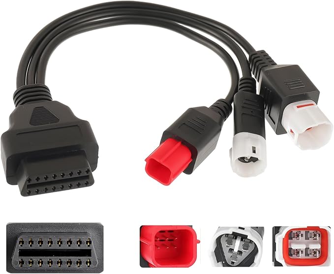 3-in-1 OBD2 Diagnostic Adapter Cable 3Pin+4Pin+6Pin to 16Pin Multiple Select Diagnostic Connector Fit for Yamaha Kline Euro5 Motorcycle Honda CRF KTM