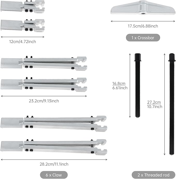 ChgImposs Gear Puller Set, 3 in 1 Heavy Duty Extendable Pulley Puller Kit - Cr-V Steel 2-Jaw Gear & Pulley Remover Tool with 3 Claw Sizes for Bearing, Gear, Pulley & Flywheel Removal