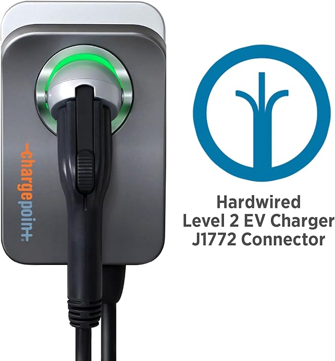 ChargePoint HomeFlex Level 2 EV Charger J1772 - Fast Smart Battery Power Charging at Home for Electric Automobile Vehicles - NEMA 6-50 Plug for Electric Car