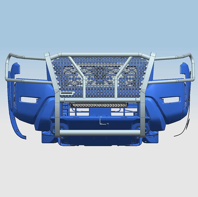 Black Horse Rugged Heavy Duty Grille Brush Bumper Guard Modular Black Come with Single Row LED Light Compatible with 2022-2024 Nissan Frontier-RU-NIFR22-B-K2