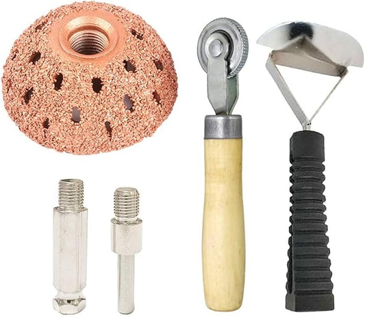 Tire Wheel Repair Patch Tools Kit Tire Buffer Wheels 55mm Tungsten Steel Buffing Wheel with Tire Patch Roller Scraping Cutter for Car Tire Grinding Polishing Accessories Kit