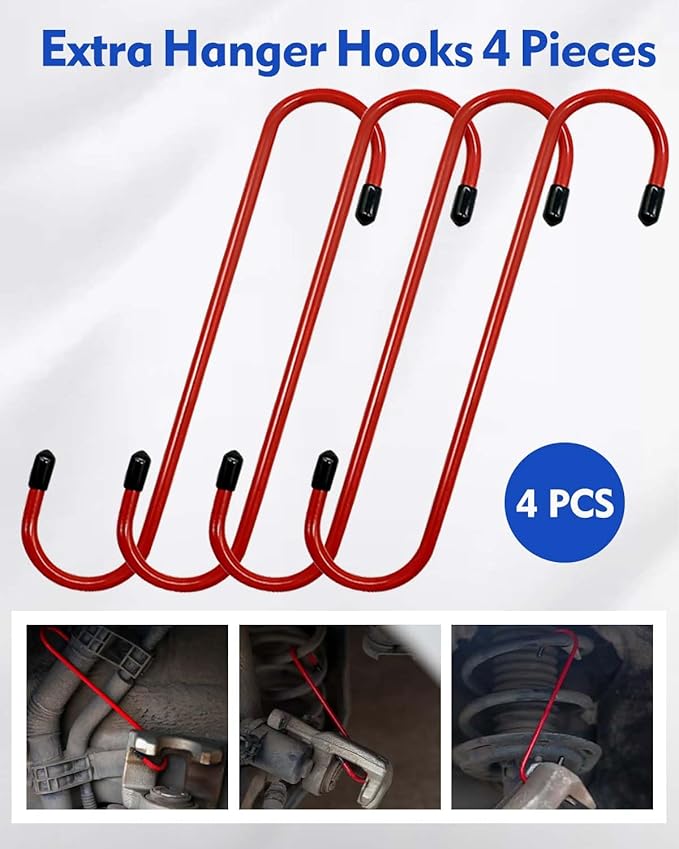 Upgraded Brake Caliper Compression Tool 4 in 1 Universal Caliper Piston Compressor Tool with 4 Brake Caliper Hangers Brake Pad Spreader Tool with 360°Swing Ratchets for Car Brake Repair Blue