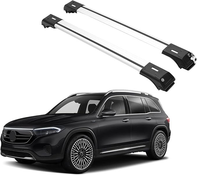 ERKUL Roof Rack Cross Bars for Mercedes Benz EQB 2022-2025 | Aluminum Crossbars with Anti Theft Lock for Raised Rails | Not Compatible with Moon Roof - Silver