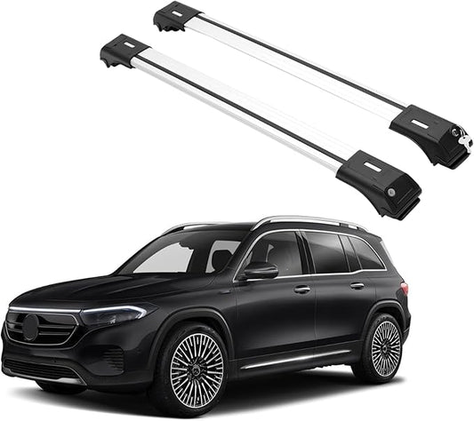 ERKUL Roof Rack Cross Bars for Mercedes Benz EQB 2022-2025 | Aluminum Crossbars with Anti Theft Lock for Raised Rails | Not Compatible with Moon Roof - Silver