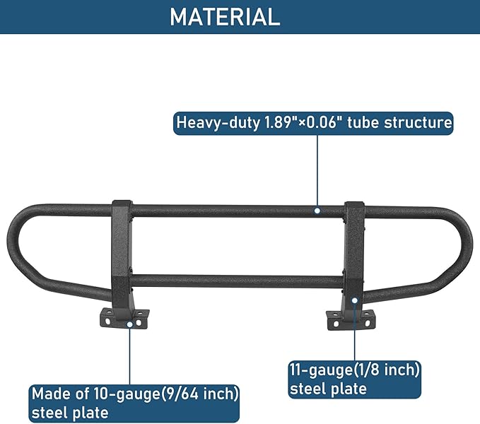 Hooke Road Bronco Bull Bar Grille Grill Brush Guard Impact Frame Bumper for 2021-2025 Ford Bronco 2/4 Doors (Only Fit Factory Modular Steel Bumper)