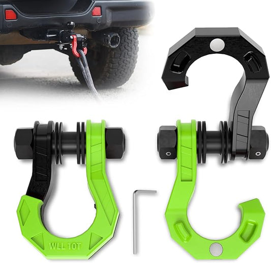 3/4" D Ring Separate Shackles, 52,910lbs Break Strength Easy Open Towing Winch Shackles, Heavy Duty Shackles with 7/8" Screw Pin for Tow Strap Winch Off Road Vehicle Recovery, Blackgreen
