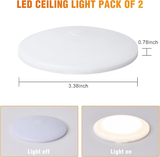 Facon 3.5" LED RV Puck Light Surface Mount - 2Pack, 12V RV Dome Light with Switch, 230LM Cool White (4000K), Ideal for RVs, Motorhomes, Campers, Marine Vehicles