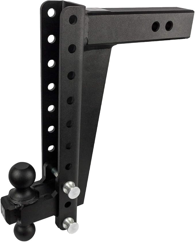 BulletProof Hitches - 2.5" Adjustable Heavy Duty Trailer Hitch (22,000 lb. Rating) - 14" Drop/Rise Trailer Hitch with 2" & 2-5/16" Dual Ball - Powder Coat, Solid Steel, Corrosion-Resistant