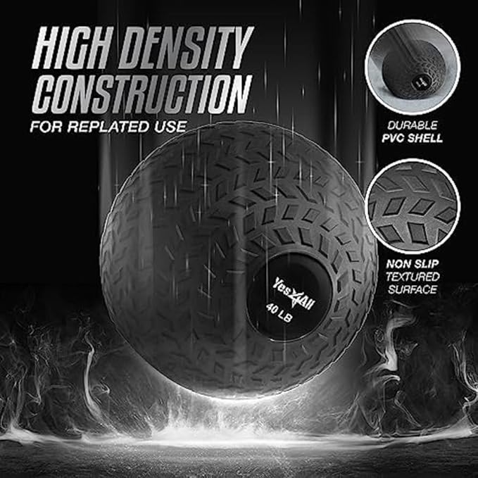 Yes4All Slam Balls, 10-40lb Weighted Ball Weight, Durable PVC Sand Filled Workout Dynamic Slam Ball for Core Strengthen